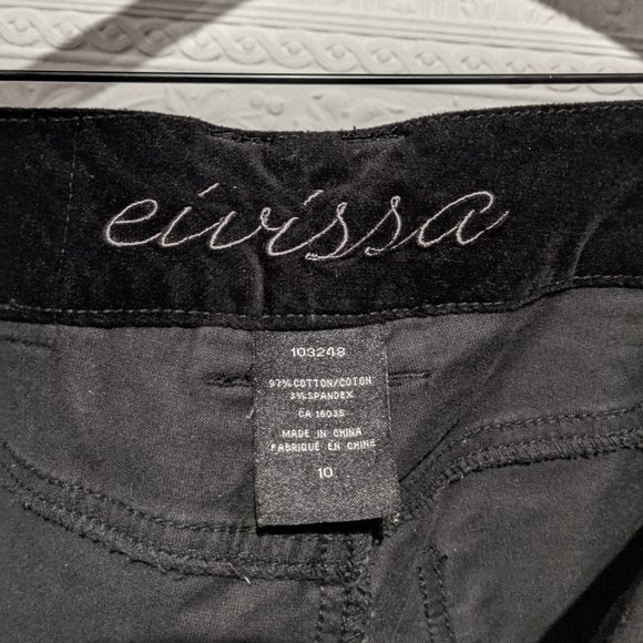Eivissa Black velvet pants size 10 boot cut legs - Picture 5 of 7